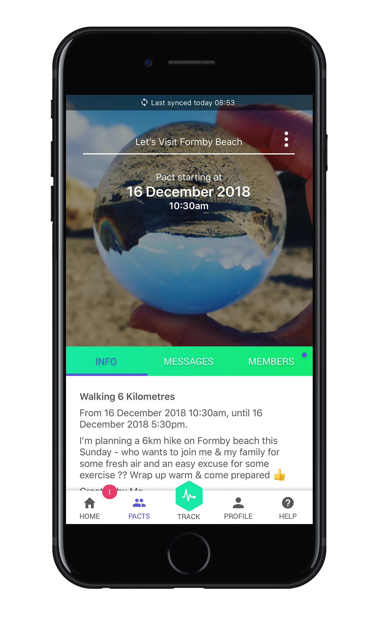 Share challenges with friends with Pactive app
